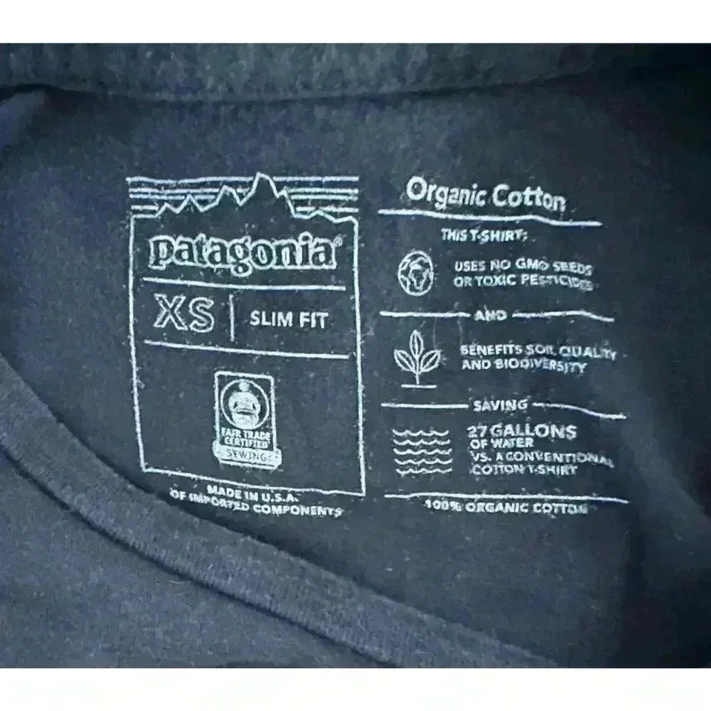 Patagonia Fitz Roy Scope Organic T-­Shirt - Black Size XS Slim Fit - Picture 5 of 9